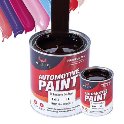 Vendita calda 1K Acrilica Resina Vernice auto a basso prezzo Ferro marrone Spara tono metallico Applicazione Riparazione auto Vernice sottile Vernice