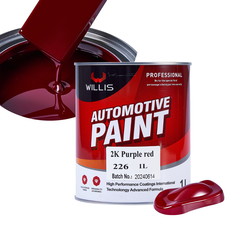 Asciugatura rapida Carrozzeria automatica Riempitore di metallo 2K viola Verde Vernice automatica 2k Vernice a spruzzo viola Rossa